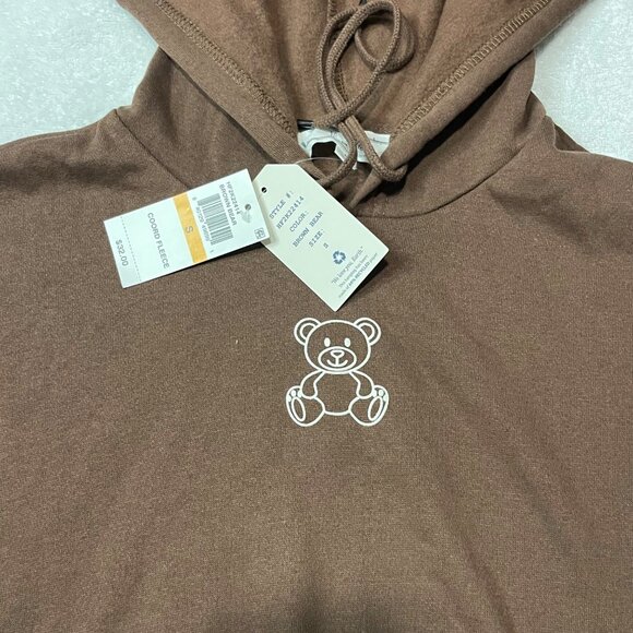 Hippie Rose Graphic Cropped Hoodie - Womens Brown Cozy Pullover Sweatshirt - Picture 4 of 15